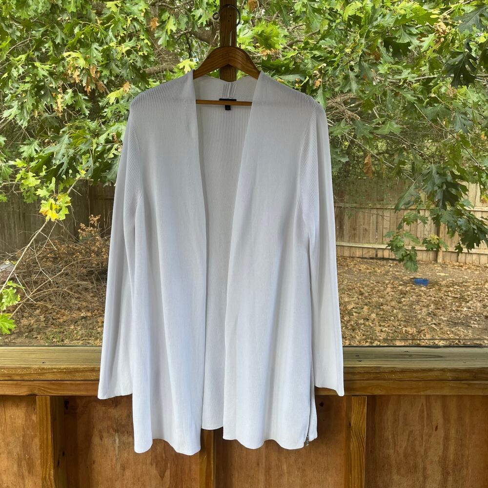 Talbots Women's White Longline Open Cardigan Sweater Size L